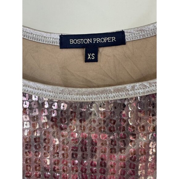 Boston Proper Leopard Animal Print Sequins Metallic Tank Top Size XS Shirt - Picture 5 of 7